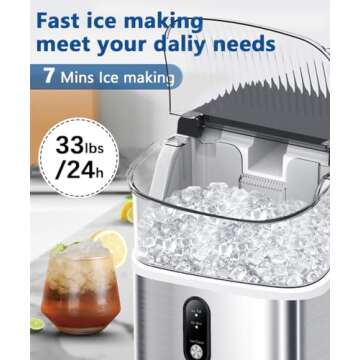 Joy Pebble Nugget Ice Maker Countertop, 10,000pcs/33lbs/Day, Portable Nugget Ice Maker Machine with ...