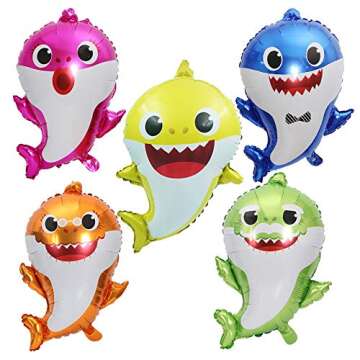 YuanKanJu Hongkai 5 Pcs Baby Shark Family Foil Balloons Set for Sea World Shark Baby Themed Birthday...