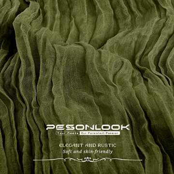 Pesonlook 6 Pack Green Cheesecloth Table Runner,10FT Boho Table Runner 35x120 Inch Rustic Gauze Table Runner for Wedding Bridal Baby Shower Birthday Party Table Decorations