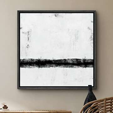 SIGNWIN Framed Canvas Print Wall Art Black Gray Industrial Paint Strokes Abstract Shapes Illustratio...