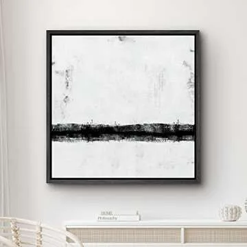 SIGNWIN Framed Canvas Print Wall Art Black Gray Industrial Paint Strokes Abstract Shapes Illustration Modern Art Decorative Nordic Minimal Calm/Zen for Living Room, Bedroom, Office - 24"x24" Black