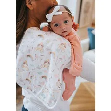 Copper Pearl Premium Baby Burp Cloths - 3-Pack Large Cotton Burp Cloths, Extra Soft Spit Up Rags with 3 Absorbent Layers, Perfect for Baby Girl Gifts (21" x 10" Size, Enchanted Set)