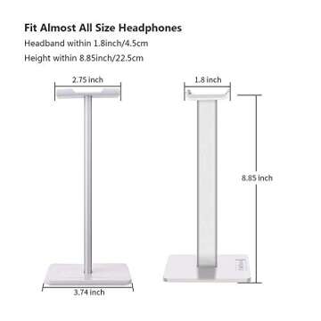 Link Dream Headphone Stand Headset Holder Gaming Headset Holder with Aluminum Supporting Bar Flexible Headrest Anti-Slip Earphone Stand for All Headphones