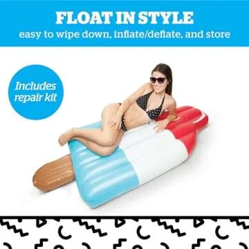 BigMouth Inc. Giant Ice Pop Pool Float, 6 Ft Long Lounge Raft Floatie, Durable Vinyl, Inflatable Outdoor Summer Pool Party Popsicle Water Toy