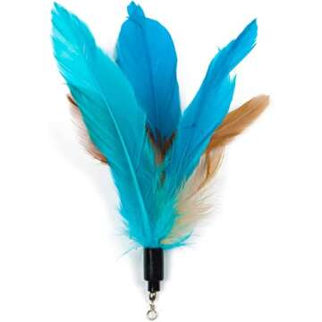 EcoCity Cat Toys - Cat Feather Toys - Include Cat Wand and Natural Feather Refills