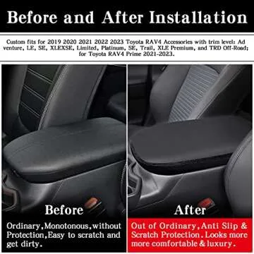Auprite Center Console Armrest Cover for Toyota RAV4 2019-2023 2024, Auto Armrest Protector Organize...
