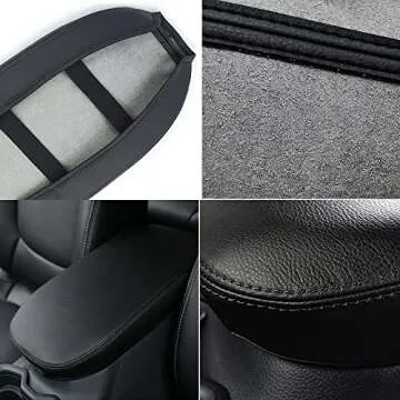 Auprite Center Console Armrest Cover for Toyota RAV4 2019-2023 2024, Auto Armrest Protector Organizer Pad for RAV4 Interior Accessories (Black with Black Stitches)