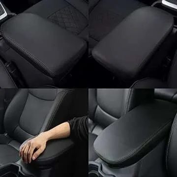 Auprite Center Console Armrest Cover for Toyota RAV4 2019-2023 2024, Auto Armrest Protector Organizer Pad for RAV4 Interior Accessories (Black with Black Stitches)