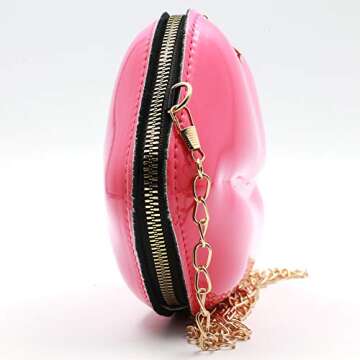 QiMing Lip Purse Evening Bag,PU Banquet Crossbody Shoulder Bag for Women(Rose Red)