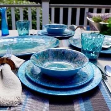 Certified International Radiance Teal Melamine 11" Dinner Plate, Large, Multicolor, Set of 6
