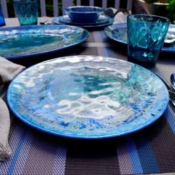 Certified International Radiance Teal Melamine 11" Dinner Plate, Large, Multicolor, Set of 6