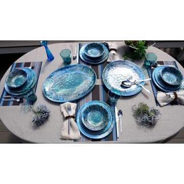 Certified International Radiance Teal Melamine 11" Dinner Plate, Large, Multicolor, Set of 6