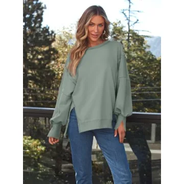 Trendy Queen Oversized Sweatshirt for Women in Light Green