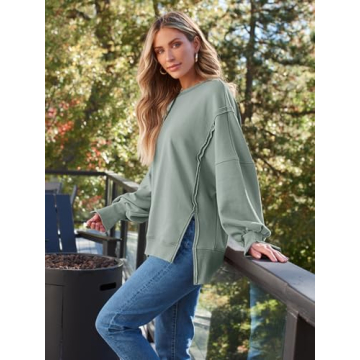 Trendy Queen Oversized Sweatshirt for Women in Light Green
