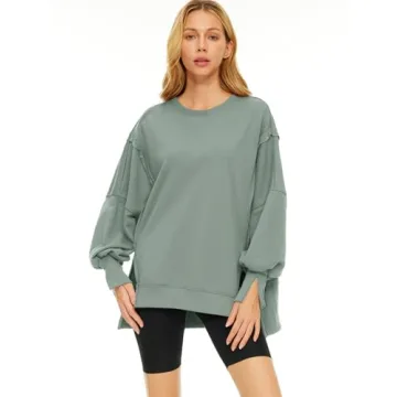 Trendy Queen Oversized Sweatshirt for Women in Light Green