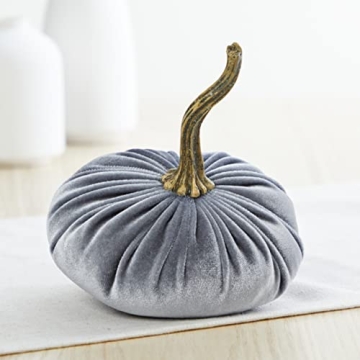 Set of 3 Small Velvet Pumpkins, autumn hygge home, cozy fall vibe, elegant gift set for friend, shelf sitter for office, pumpkin trick or trerat, table decor, bowl filler (Gray, Taupe, Ivory)