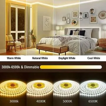 TENDIST 46FT White LED Strip Lights 3000K-6500K, Light Strip Cool and Warm White Alexa Compatible, Dimmable 24V App Smart LED Lighting with Remote, Under Cabinet Light for Kitchen, Bedroom, Closet