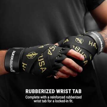 Hayabusa Boxing Hand Wraps for Men Women Black Gold