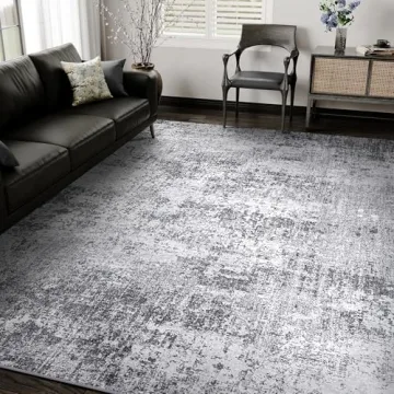 PureCozy Gray Washable Area Rug Non-Slip Soft Comfort