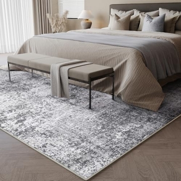 PureCozy Gray Washable Area Rug Non-Slip Soft Comfort
