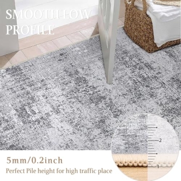 PureCozy Gray Washable Area Rug Non-Slip Soft Comfort