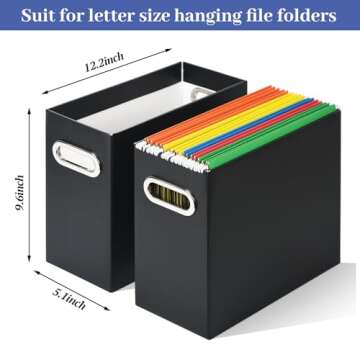 Tunnkit File Organizer, Cardboard File Box for Letter Size Collapsible Hanging File Folder Storage O...