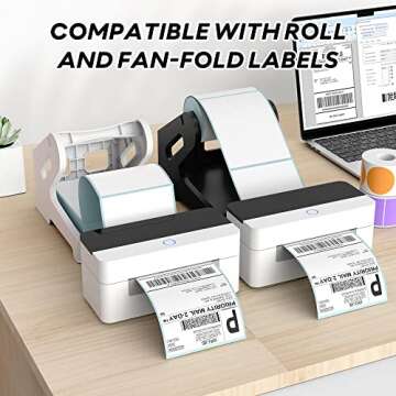 PONNOR Label Holder, Thermal Shipping Label Holder for Rolls and Fan-Fold Labels, Desktop Label Printer Accessory for Office, Home
