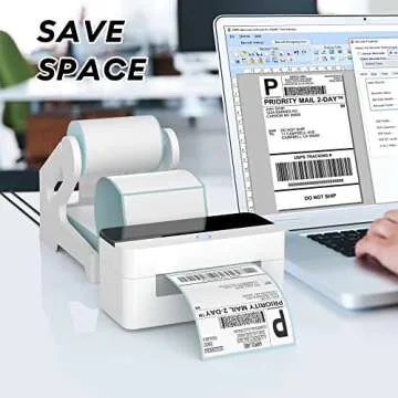 PONNOR Label Holder, Thermal Shipping Label Holder for Rolls and Fan-Fold Labels, Desktop Label Printer Accessory for Office, Home