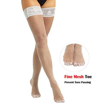 JarseHera Fishnet Thigh High Stockings - All-Day Comfort