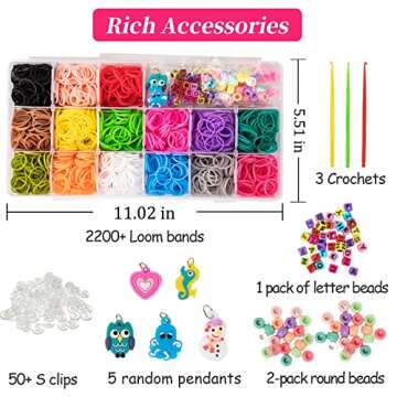 VENSEEN Rubber Band Bracelet Kit, 2400+ Loom Bracelet Making Kit in 15 Colors, Rubber Bands Bracelet Making Kit for Kids Girls Weaving DIY Crafting Gift