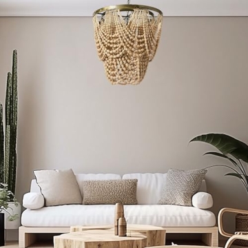 Stunning Creative Co-Op Chandelier with Wood Beads - Elegant Lighting
