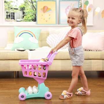 Battat Play Circle Shopping Cart & Grocery Set - 50-Piece Pretend Play Bundle for Kids