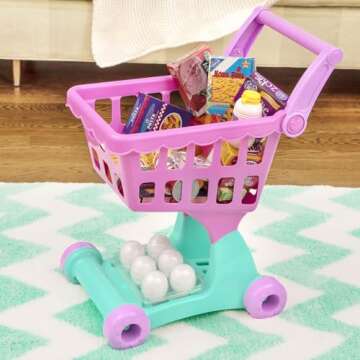 Battat Shopping Cart & Grocery Set - Play Kitchen Fun