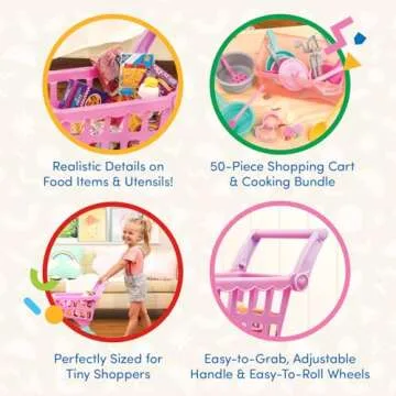 Battat Shopping Cart & Grocery Set - Play Kitchen Fun