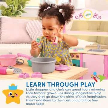 Battat Shopping Cart & Grocery Set - Play Kitchen Fun