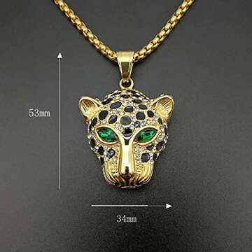 MayiaHey Leopard Head Pendant Necklace for Men