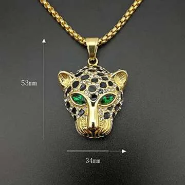 MayiaHey Leopard Head Pendant Necklace for Men