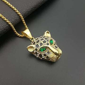 MayiaHey Leopard Head Pendant Necklace for Men
