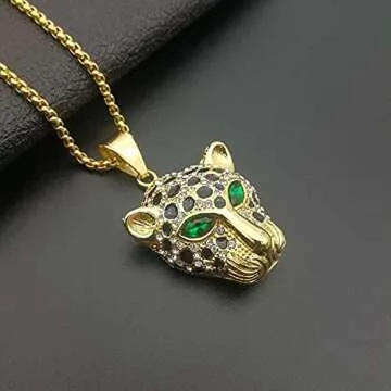 MayiaHey Leopard Head Pendant Necklace for Men