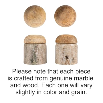 Creative Co-Op Modern Marble Wood Lid, Natural Canister