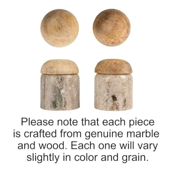 Creative Co-Op Modern Marble Wood Lid, Natural Canister