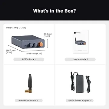 Fosi Bluetooth 5.0 Mini Amplifier, 300W x2