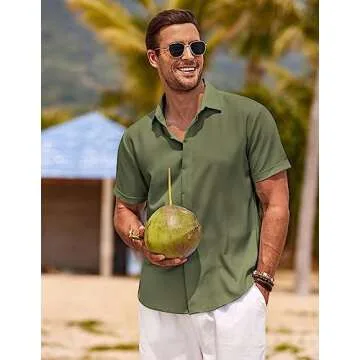Stylish COOFANDY Men's Linen Shirt for Summer Vibes