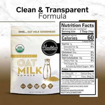 Oat Milk Powder 7oz - Natural and Plant Based Milk with a Clean Formula - Gluten-Free, Vegan, USDA Organic Certified, Non-GMO, Dairy Free, and Lactose Free Milk Powder with No Refrigeration Required