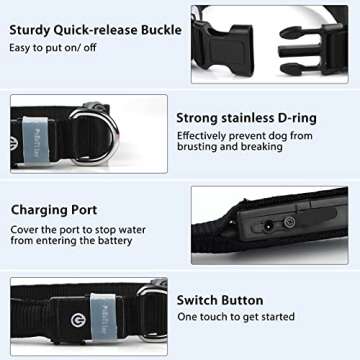 PcEoTllar Light up Dog Collar Lights for Night Walking - LED Dog Collar Light Rechargeable Color Cha...