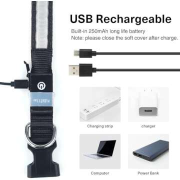 PcEoTllar LED Dog Collar - Colorful and Rechargeable