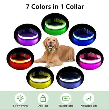 PcEoTllar LED Dog Collar - Colorful and Rechargeable