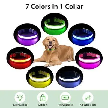 PcEoTllar LED Dog Collar - Colorful and Rechargeable