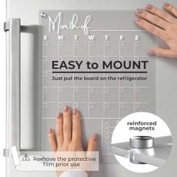 CobyCrylic Magnetic Acrylic Calendar for Fridge - 30.48 x 40.64 cm Durable Clear Fridge Calendar Dry...