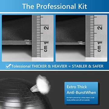 TOPLUS Exercise Ball Supports 2200lbs Includes Quick Pump & Professional Guide, 65 cm, Black